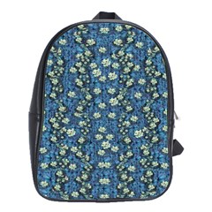 Lotus Bloom In The Calm Sea Of Beautiful Waterlilies School Bag (large) by pepitasart