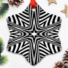 Fractal Star Mandala Black And White Snowflake Ornament (two Sides) by uniart180623