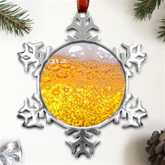 Texture Pattern Macro Glass Of Beer Foam White Yellow Bubble Metal Small Snowflake Ornament by uniart180623