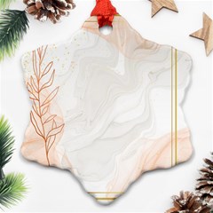 Leaves Marble Frame Background Ornament (snowflake) by uniart180623