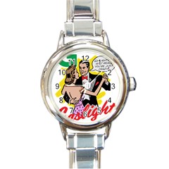 G Is For Gaslight Funny Dance1-01 Round Italian Charm Watch by shoopshirt