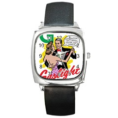 G Is For Gaslight Funny Dance1-01 Square Metal Watch by shoopshirt