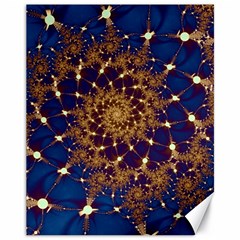 Fractal Spiral Art Pattern Blue Design Canvas 11  X 14  by Simbadda