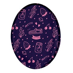 Various Cute Girly Stuff Seamless Pattern Oval Glass Fridge Magnet (4 Pack) by Simbadda