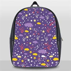 Pattern Cute Clouds Stars School Bag (xl) by Simbadda