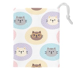 Cute Cat Seamless Pattern Background Drawstring Pouch (4xl) by Simbadda