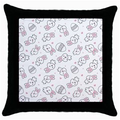 Cute Pattern With Easter Bunny Egg Throw Pillow Case (black) by Simbadda