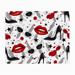 Red Lips Black Heels Pattern Small Glasses Cloth by Simbadda