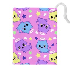 Seamless Pattern With Cute Kawaii Kittens Drawstring Pouch (4xl) by Simbadda