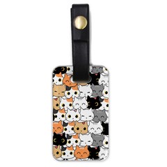 Cute Cat Kitten Cartoon Doodle Seamless Pattern Luggage Tag (one Side) by Simbadda