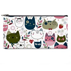 Pattern With Cute Cat Heads Pencil Case by Simbadda