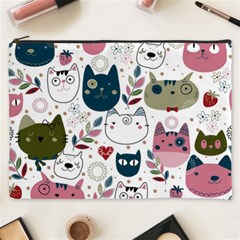 Pattern With Cute Cat Heads Cosmetic Bag (xxxl) by Simbadda