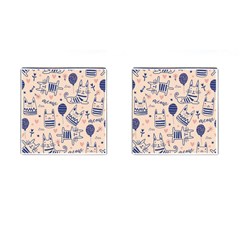 Cute Cats Doodle Seamless Pattern With Funny Characters Cufflinks (square) by Simbadda