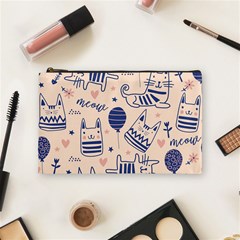 Cute Cats Doodle Seamless Pattern With Funny Characters Cosmetic Bag (medium) by Simbadda