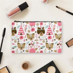 Pink Animals Pattern Cosmetic Bag (medium) by Simbadda