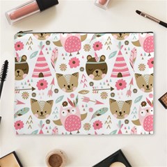 Pink Animals Pattern Cosmetic Bag (xl) by Simbadda