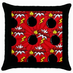 Pop Art Comic Pattern Bomb Boom Explosion Background Throw Pillow Case (black) by Simbadda