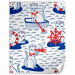 Nautical Cats Seamless Pattern Canvas 12  X 16  by Simbadda