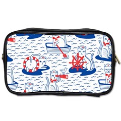 Nautical Cats Seamless Pattern Toiletries Bag (two Sides) by Simbadda