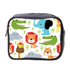 Seamless Pattern Vector With Animals Cartoon Mini Toiletries Bag (two Sides) by Simbadda