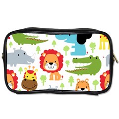 Seamless Pattern Vector With Animals Cartoon Toiletries Bag (two Sides) by Simbadda