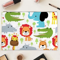 Seamless Pattern Vector With Animals Cartoon Cosmetic Bag (xxl) by Simbadda