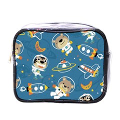 Seamless-pattern-funny-astronaut-outer-space-transportation Mini Toiletries Bag (one Side) by Simbadda