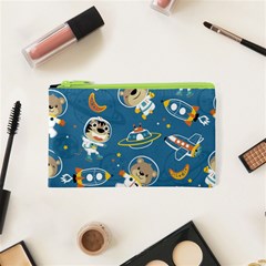 Seamless-pattern-funny-astronaut-outer-space-transportation Cosmetic Bag (xs) by Simbadda