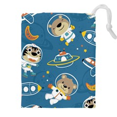 Seamless-pattern-funny-astronaut-outer-space-transportation Drawstring Pouch (4xl) by Simbadda