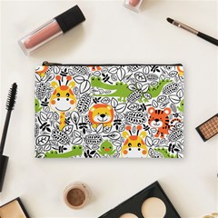 Seamless Pattern With Wildlife Cartoon Cosmetic Bag (medium) by Simbadda