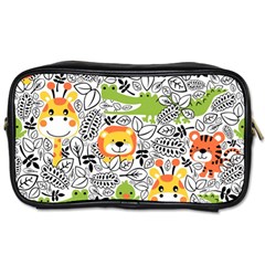 Seamless Pattern With Wildlife Cartoon Toiletries Bag (two Sides) by Simbadda