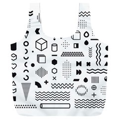 Pattern Hipster Abstract Form Geometric Line Variety Shapes Polkadots Fashion Style Seamless Full Print Recycle Bag (xxxl) by Simbadda