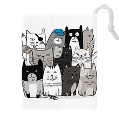 Cute Cat Hand Drawn Cartoon Style Drawstring Pouch (4xl) by Simbadda