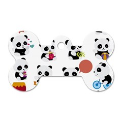 Playing Panda Cartoon Dog Tag Bone (one Side) by Simbadda