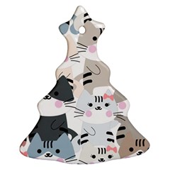 Cute Cat Couple Seamless Pattern Cartoon Ornament (christmas Tree)  by Simbadda