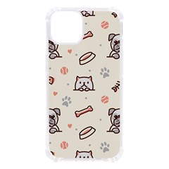 Pug-dog-cat-with-bone-fish-bones-paw-prints-ball-seamless-pattern-vector-background Iphone 13 Tpu Uv Print Case by Simbadda