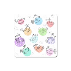 Cartoon-bird-cute-doodle-bird Square Magnet by Simbadda