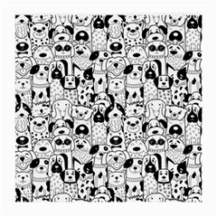 Seamless-pattern-with-black-white-doodle-dogs Medium Glasses Cloth (2 Sides) by Simbadda