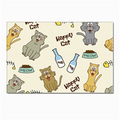 Happy-cats-pattern-background Postcards 5  X 7  (pkg Of 10) by Simbadda