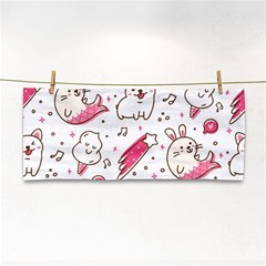 Cute-animals-seamless-pattern-kawaii-doodle-style Hand Towel by Simbadda