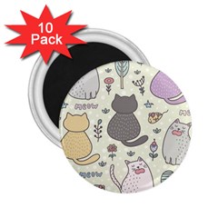 Funny Cartoon Cat Seamless Pattern 2 25  Magnets (10 Pack)  by Simbadda