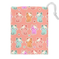 Cute-kawaii-kittens-seamless-pattern Drawstring Pouch (4xl) by Simbadda