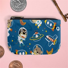 Seamless-pattern-funny-astronaut-outer-space-transportation Mini Coin Purse by Simbadda