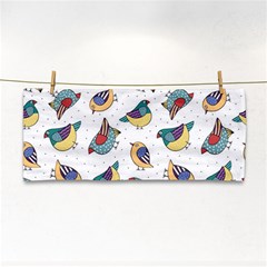 Seamless-pattern-with-hand-drawn-bird-black Hand Towel by Simbadda