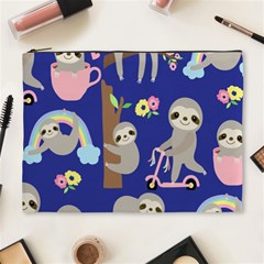 Hand-drawn-cute-sloth-pattern-background Cosmetic Bag (xl) by Simbadda