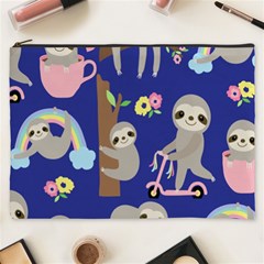 Hand-drawn-cute-sloth-pattern-background Cosmetic Bag (xxxl) by Simbadda