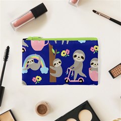 Hand-drawn-cute-sloth-pattern-background Cosmetic Bag (xs) by Simbadda