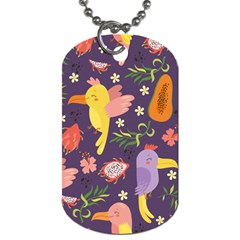 Exotic-seamless-pattern-with-parrots-fruits Dog Tag (one Side) by Simbadda