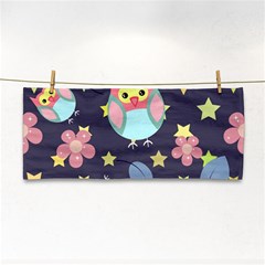 Owl-stars-pattern-background Hand Towel by Simbadda