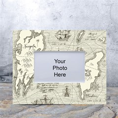 Vintage World Map Antique White Tabletop Photo Frame 4 x6  by Proyonanggan